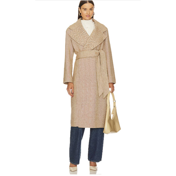 NWT Veronica Beard Women's Roberta OverSize Wrap Coat Size S Camel/Ivory #2N438 - Picture 4 of 16